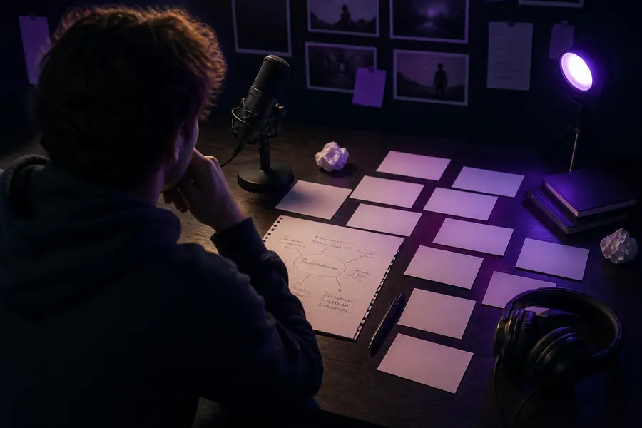 Rough idea outline: a topic sentence with notes but no hook, pacing or b-roll cues
