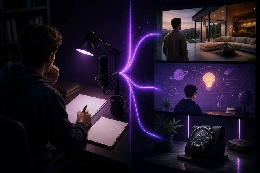 Syllaby AI storyboard with voiceover and scene notes